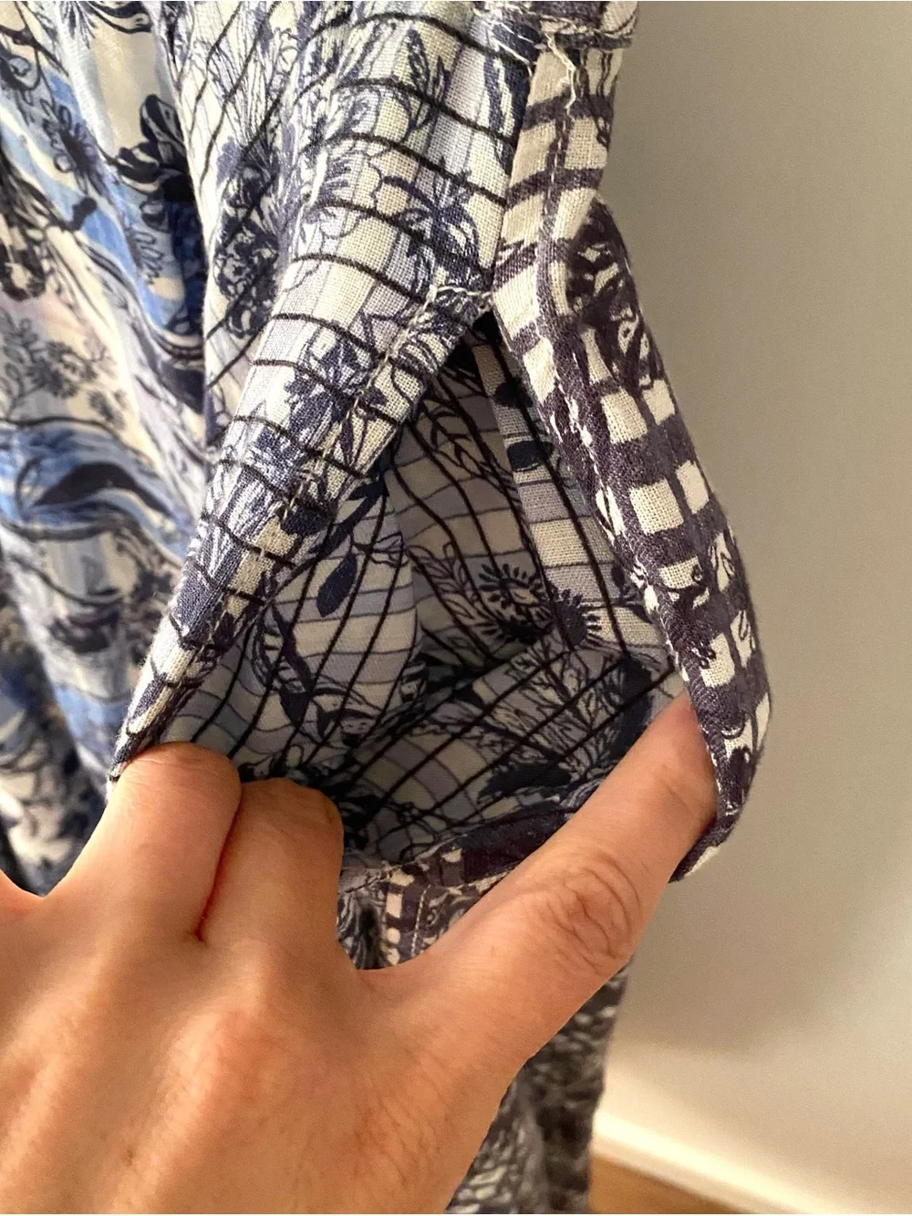 NWOT Anthropologie Pilcro Blue Floral Patchwork Handkerchief-Hem Skirt
